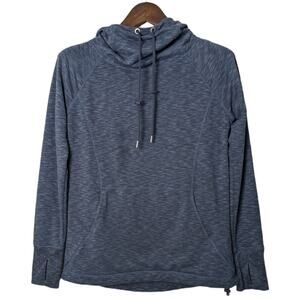 Athleta Hoodie Cowl Funnel Neck Zipper Pocket Pullover Sweatshirt Thumb Holes XS